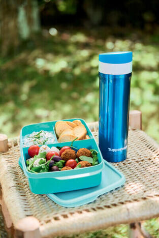 Tupperware Thermos Métallique Saphir 420ml Thermal Flask & Diveded Lunch Box